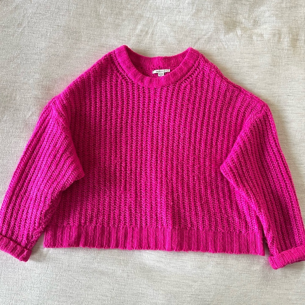 American Eagle Hot Pink Chunky Knit Sweater, XL